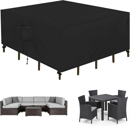 Easy-Going Square Patio Furniture Cover Waterproof Outdoor Dining Table and Chair Cover Anti-UV Outside Sectional Sofa Set Covers (76"L x 76"W x 28"H, Black)
