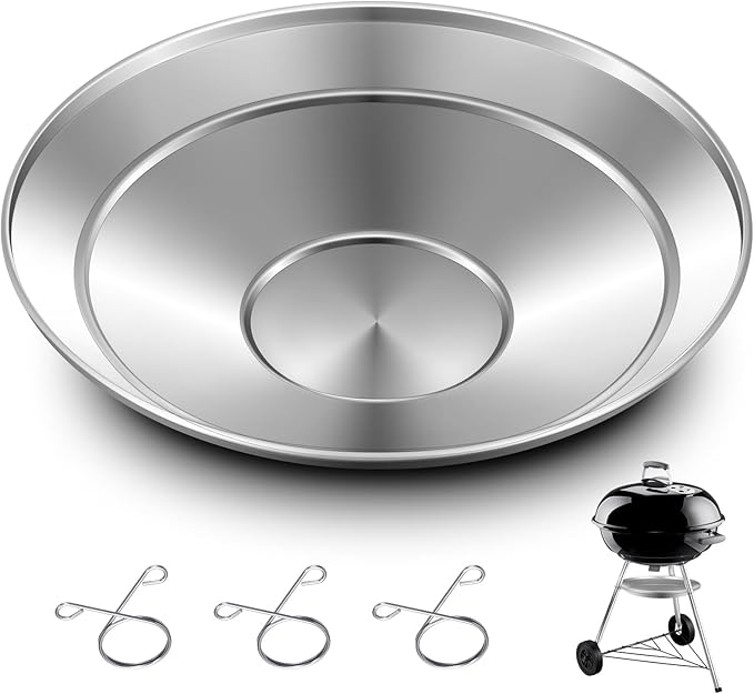 2 Pcs 13-1/2" Diameter Ash Catcher Pan Ash Pan for Charcoal Grill Compatible with Weber for Grill Replacement Parts