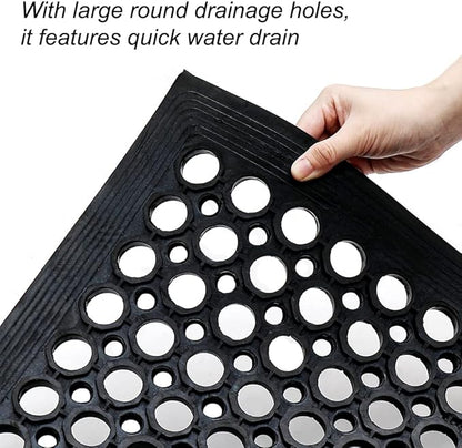 Anti-Fatigue Rubber Floor Mat - NANBOWANG Commercial Grade Grease Resistant Non-Slip Recycle Tyre Floor Mats for Restaurant Kitchen Bar Garden Outdoor Wet Area (40"X80")