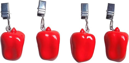 TwoFish Home Set of 4 Red Pimiento Resin Tablecloth Weights Clips Red Pimiento Handicraft Tablecloth Clamps Pack of 4