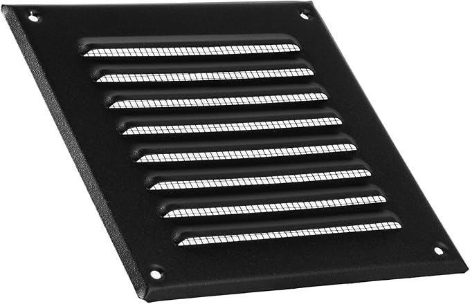 Vent Systems 5 x 5 Inch (Inner) - Pack of 10 - Black Metal Soffit Vent Cover - Durable Square Air Vent Grille with Mesh Screen - Weather Resistant Ventilation Grill - Wall & Ceiling Indoor & Outdoor