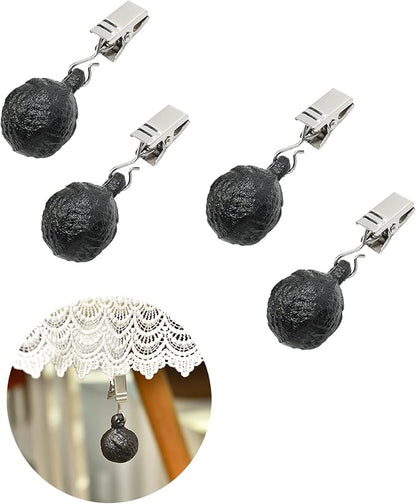 Sungmor Cast Iron Heavyweight Tablecloth Weights - 4 Pack Antique Dark Brown Round Clew Pendent Clips Weights Kit - Heavy Duty Table Cloth Cover Clamps for Home Garden Party Wedding Camping Picnic