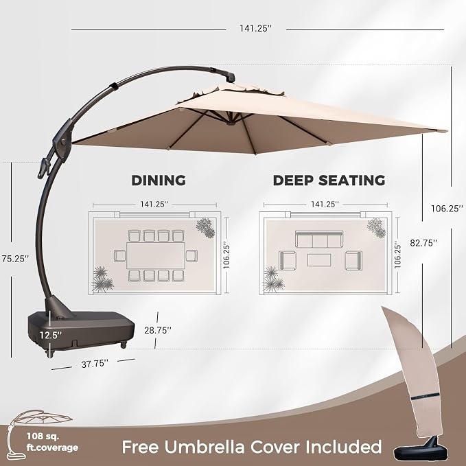 Grand patio 9x12 FT Large Cantilever Umbrella - Image 2