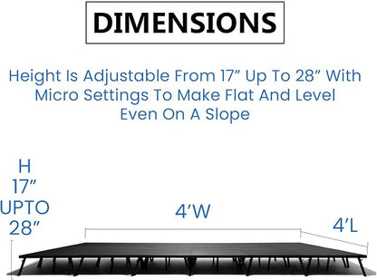 20'x28' MyStage 28 Portable Stage -Performance Floor Versatile Platform Modular System Stage - DJ, Drum, Camera Stage Riser -Compact & Stable, Easy to Carry, Assemble & Transport