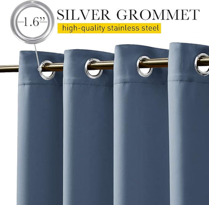 NICETOWN 2 Panels Thermal Outdoor Curtains Windproof W52xL72 Stone Blue | - Image 4
