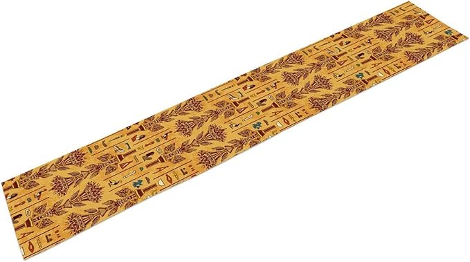 Egyptian Table Runner, Rustic Egypt Mythology Pharaohs African Hieroglyphs Old Alphabetic Table Runner for Kitchen Dining Room Farmhouse Party Banquet 13x120in