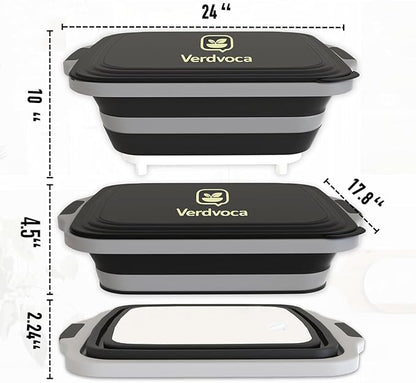 30L Orange & 16L Black Collapsible BBQ Prep Tub