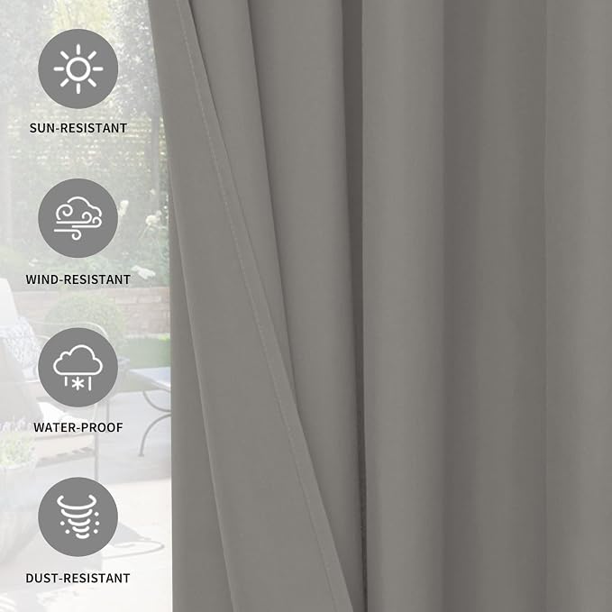 Easy-Going 100% Waterproof Outdoor Curtains 54x96 inch, Gazebo and Pergola 2 - Image 5