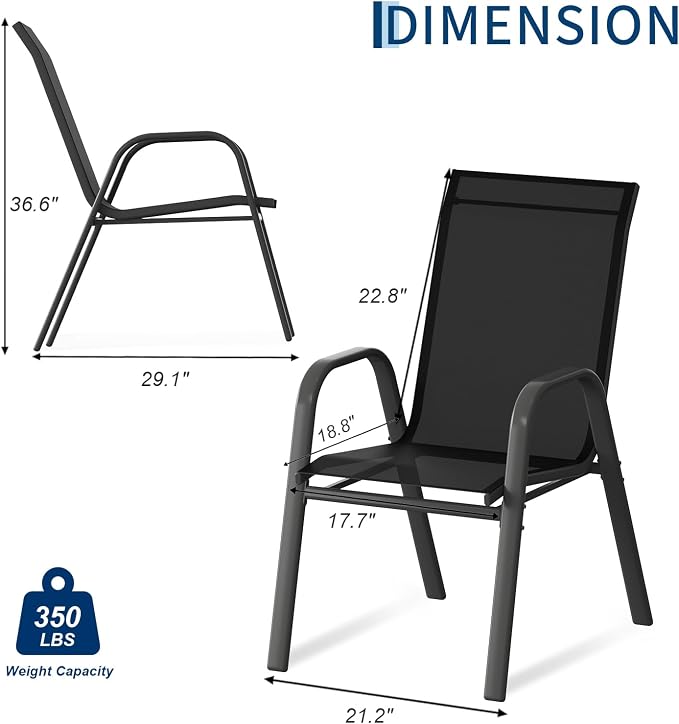Garvee Patio Chairs Set of 6, Stackable Chairs - Image 3
