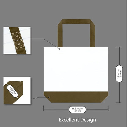 TOPDesign 3-Pack Super Strong Large 12oz Cotton Canvas Tote Bags, Reusable Grocery Shopping Cloth Bags, Fashionable Two-Tone Totes for Crafts, DIY Your Creative Designs