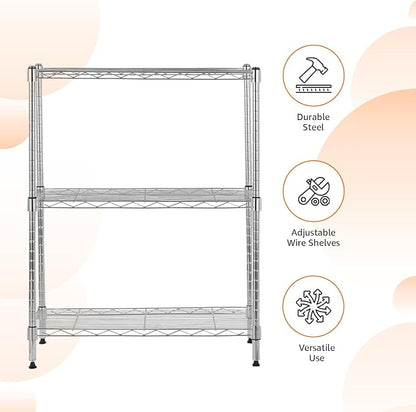Amazon Basics 3-Shelf Adjustable Heavy Duty Steel Wire Shelving Rack - Image 4