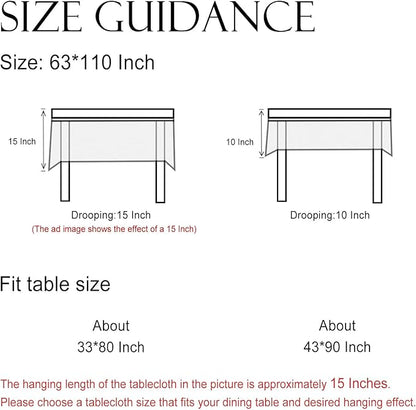 ISAENNE Designer French Extra Long Rectangular Tablecloth,Linen Orange Floral Pattern Indoor Table Cloth,Wrinkle Resistant Decor Table Cloth for Dining Thanksgiving Kitchen,63"*110"-Alvarado D