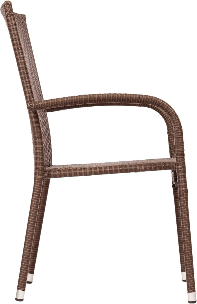 Patio Sense 62664 Morgan Outdoor Wicker Stacking Chairs, Powder-Coated Steel - Image 6