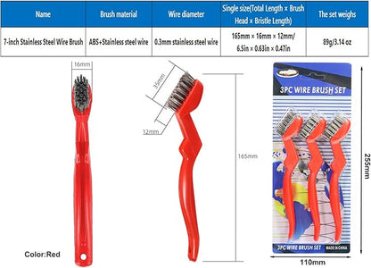 GOLDEN SMILE 3-Pack 7" Stainless Steel Wire Brushes - 40% Denser Than Standard Brushes - for Heavy-Duty Cleaning: Grill Grates, Uncoated Pans, Rust Removal, Deburring & Metal Cleaning