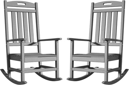Outdoor Rocking Chair Set of 2, High Back Plastic Patio Rocking Chairs by Adiromoti
