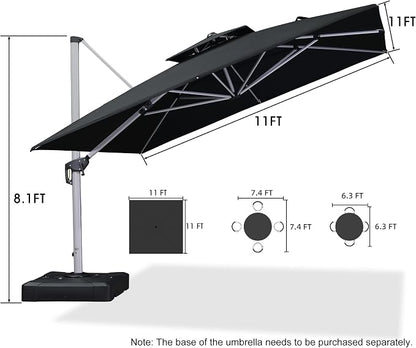 PURPLE LEAF Cantilever Outdoor Umbrella 11' x 11' Large Double Top, 3-Yr - Image 8