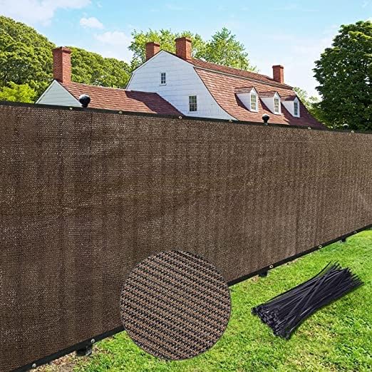 UPGRADE Privacy Fence Screen 8'x14' Brown Outdoor 90% Visibility Blockage 170 GSM Mesh Shade Cover Panels for Backyard,Balcony,Home Decoration with Zip Ties,Customized Avaliable