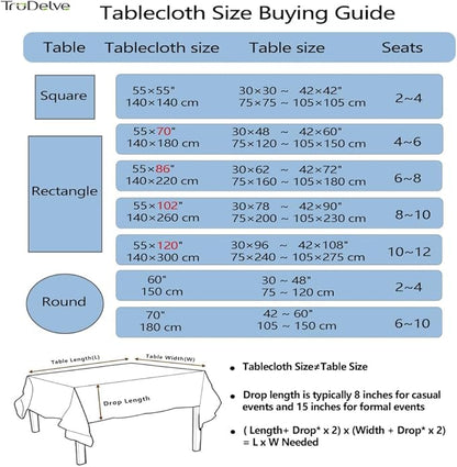 TruDelve 120 Inch Extra Long Tablecloth Blue and White Striped Tablecloths Washable Table Cloths for 8 Foot Rectangle Tables (Blue,120"x55",Rectangular)