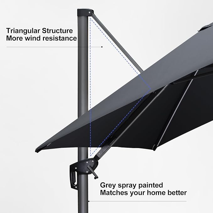 PURPLE LEAF Cantilever Patio Umbrella 10' x 10' - Image 8