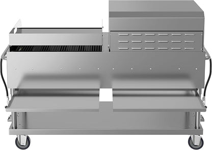 72 in. 10-Burner Commercial Outdoor Propane Gas Grill With 36 in. Roll Dome Cover and 36 in. Griddle in Stainless-Steel, ETL Listed (CGKIT7-D36G36)