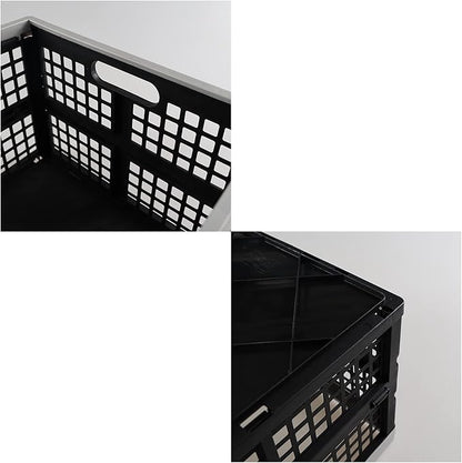 3-Pack 42 L Plastic Storage Collapsible Crate, Folding Plastic Stackable Utility Crate
