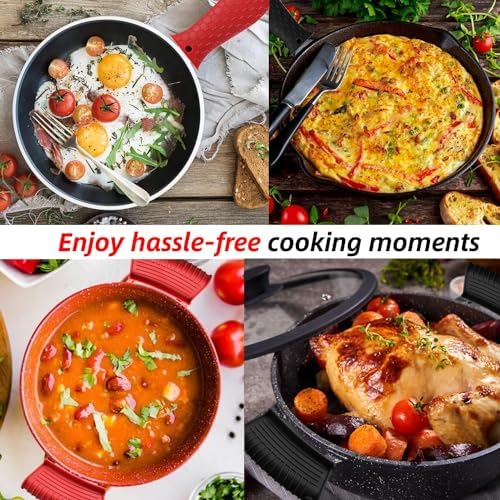 4 Pack Silicone Hot Handle Holder Cover Cast Iron Handle Cover Silicone Pot - Image 6