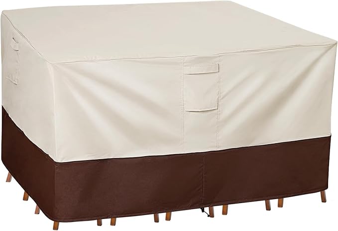 Vailge Waterproof Patio Furniture Set Cover with Padded Handles, Patio/Outdoor Table Cover, Patio/Outdoor Dining Square Table Chairs Cover