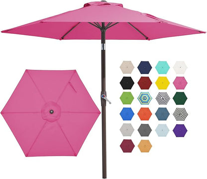 JEAREY 7.5 ft Outdoor Patio Umbrella, Table Umbrella, Rose Pink | 6 Sturdy Ribs by JEAREYOutdoorsCollection