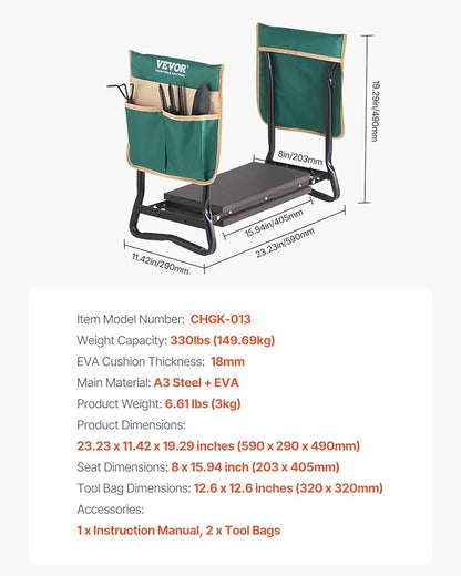 VEVOR Garden Kneeler and Seat Heavy Duty, Kneeling Bench - Image 3
