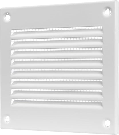 Vent Systems 4'' x 4'' Inch (Overall Dimensions) - Pack of 10 - White Air Vent Cover - Metal Air Return Grill with Built in Guard Screen Mesh - HVAC Ducting Vent Duct Cover for Interior, Exterior Use