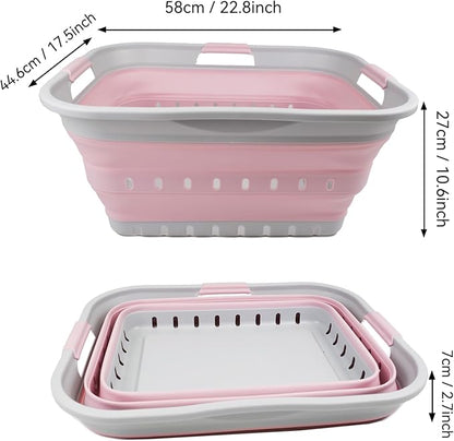 SAMMART 42L(11 gallons) Collapsible Plastic Laundry Basket - Foldable Pop Up Storage Container/Organizer - Portable Laundry Hamper- Space Saving Outdoor