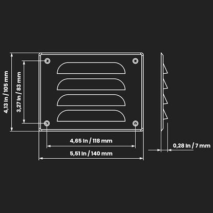 Repa Market 5.5" x 4" Inch Aluminum Air Vent Cover with Screen Mesh – Scratch-Resistant Powder-Coated Grille – for Ceiling or Wall – HVAC Return or Supply Vent – Indoor Outdoor Use