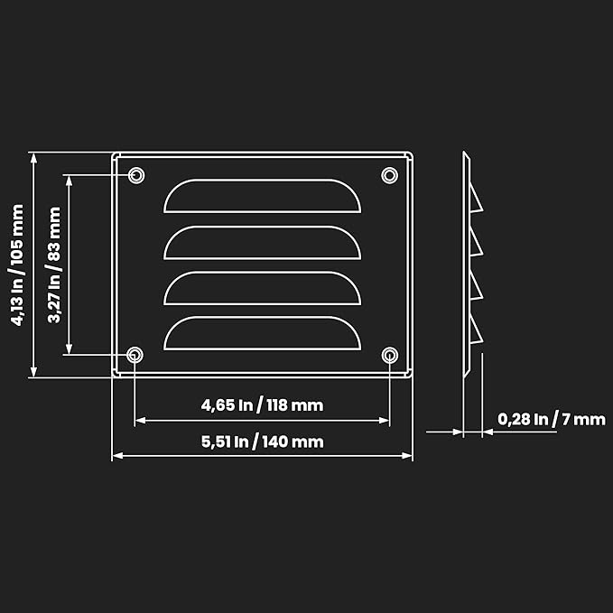 Repa Market 5.5" x 4" Inch (Outer Dimensions) Black Air Vent Cover - Steel Steel Return Air Grilles - for Ceiling and Sidewall - HVAC - with Protection Screen (5.51'' x 4.13'' Inch)