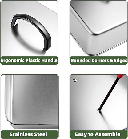 Rectangular Basting Cover, Stainless Steel Grill Cover Lid for Melting Cheese or Steaming Food, 13"(L) x 11.2"(W) x 2.5"(H), 2 Pack
