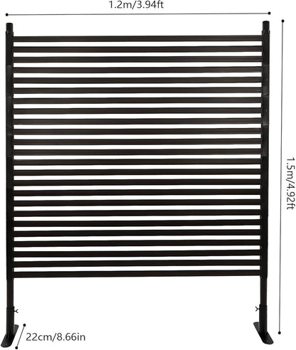 Outdoor Privacy Screens Freestanding, 47" W x 59" H Metal Slatted Decorative Screen and Panels with Stand, Brown Backyard Privacy Panels for Garden Patio