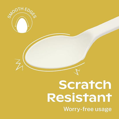 CORAL Ivory White 100% Compostable Spoons & Forks Set - 220 Pieces - No Plastic Utensil 110 Forks, 110 Soup Spoons - Break Resistant with Smooth Edges, Ocean Friendly Alternative to Plastic Silverware