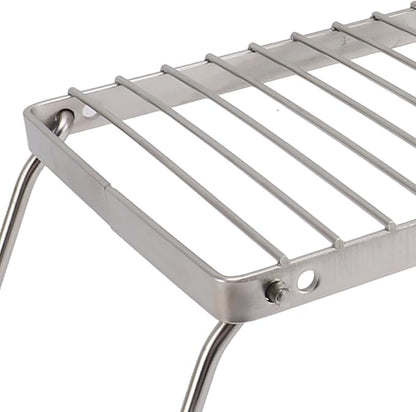 Folding Camping Grate, Stainless Steel Adjustable Height Campfire Grill, Thicker Cooking Racks with Draining Function, Portable Backpacking Grill for Outdoor Camping Picnic BBQ