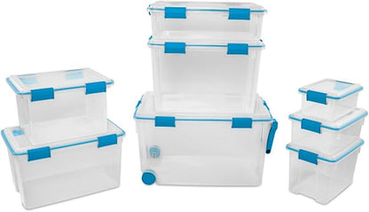 Sterilite 4-Pack Gasket Box, Weather-Resistant Storage Bins with Latching Lids, 37 Quart - Heavy-Duty Organizing Containers for Closet, Bathroom, and Office