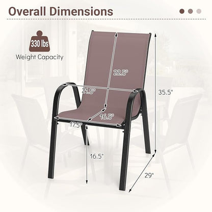 Tangkula Stackable Patio Dining Chairs Set of 4, Outdoor Armchairs - Image 3