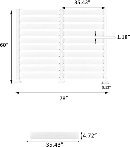 MUPATER 60"×78" No-Dig Privacy Screen, Sturdy Outdoor Screen for Hard Ground & Soil, Flexible Installation, Sturdy Aluminum Column, Decorative Fence Panel, Air Conditioner Shield, White (2 Panels)