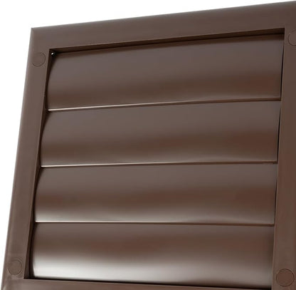 Plastic 4" Brown Dryer Vent Cover with Flange - Exhaust Ventilation Grille with Shutters - Louvered Air Vent for Bathroom, Kitchen, Garage various Ventilation Systems Ø3.9" / 7.5" x 7.5"