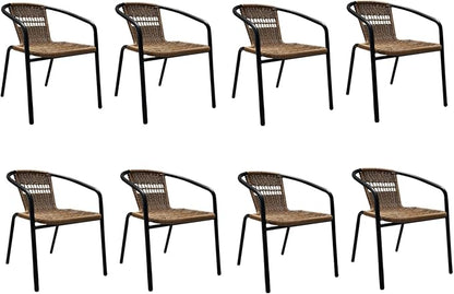 8 Stackable Wicker Patio Chairs, Weather-Resistant Outdoor Seating by Home