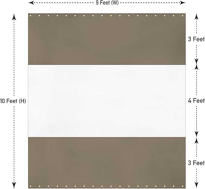 Covers & all Outdoor Clear Panel Curtain, 12 oz Vinyl Outdor Curtains for Patio, Waterproof & Weather Resistant Tarp with Brass Grommets for Pergola, Porch, Gazebos, Balcony (10’ H x 9’ W Feet, Beige)