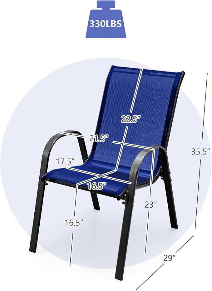Tangkula Patio Dining Chairs Set of 2, Outdoor Stackable All Weather Heavy Duty - Image 3