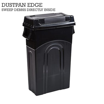 United Solutions Highboy Waste Container with Swing Lid, 23 Gallon, Space Saving Slim Profile and Easy Bag Removal, Handles for Easy Carrying, Indoor/Outdoor Use, Black, 1-Pack.