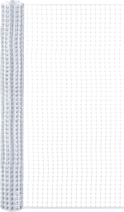 BOEN Garden Fence Temporary Barrier Outdoor Fence for Dog, Rabbit or Deer, Garden Netting Plastic Mesh Plant Protection (4' x 50', White)