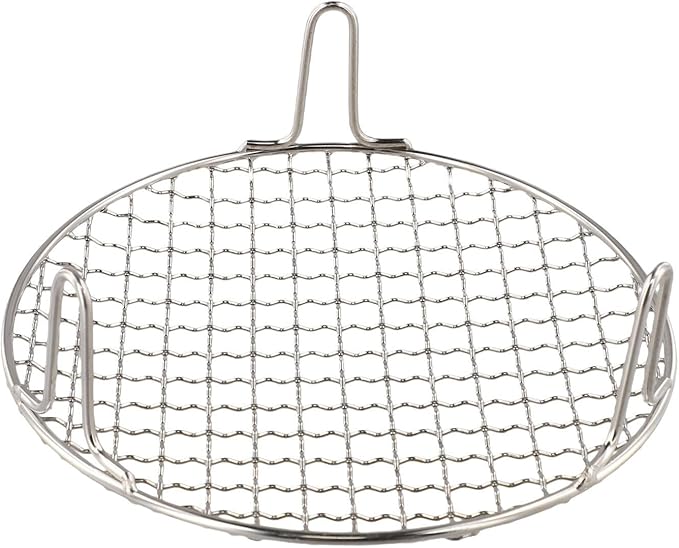 Stainless Steel BBQ Grill Grid with Legs, Round Grid Cooking Net, Even Heating for Outdoor Camping and Home Barbecue(20cm)