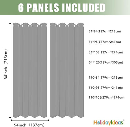 HolidayIdeas Outdoor Curtains for Patio Waterproof 8 Pcs 54x84 Inch Grey | - Image 7