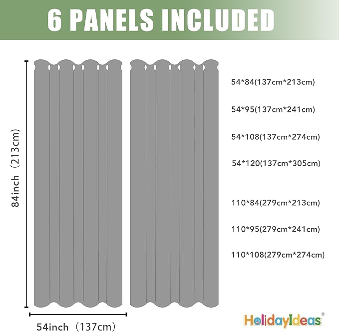 HolidayIdeas Outdoor Curtains for Patio Waterproof 6 Pcs 54x84 Inch Taupe | - Image 7