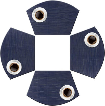 PIGCHCY Wedge Shaped Placemats for Dining Table Washable Vinyl Placemats Heat Resistant Table Mats Set of 4 (Navy Blue)